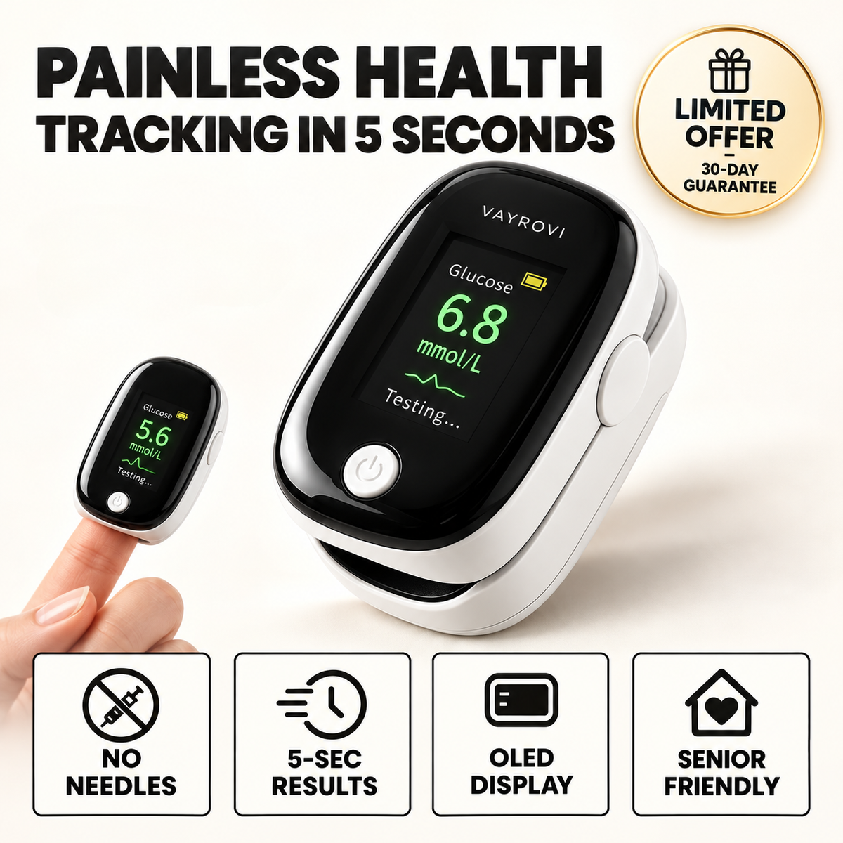 VAYROVI™ PAINLESS GLUCOSE MONITOR